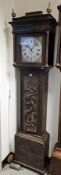 Elaborately carved 19th century oak longcase clock, the 30-hour movement with 11