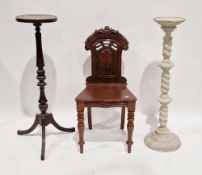 Mahogany jardiniere stand in the Regency manner, raised on a fluted baluster column and three