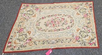 Floral cream ground tapestry with spray of roses, 114cm x 175cm  Property of Dunkirk Manor,