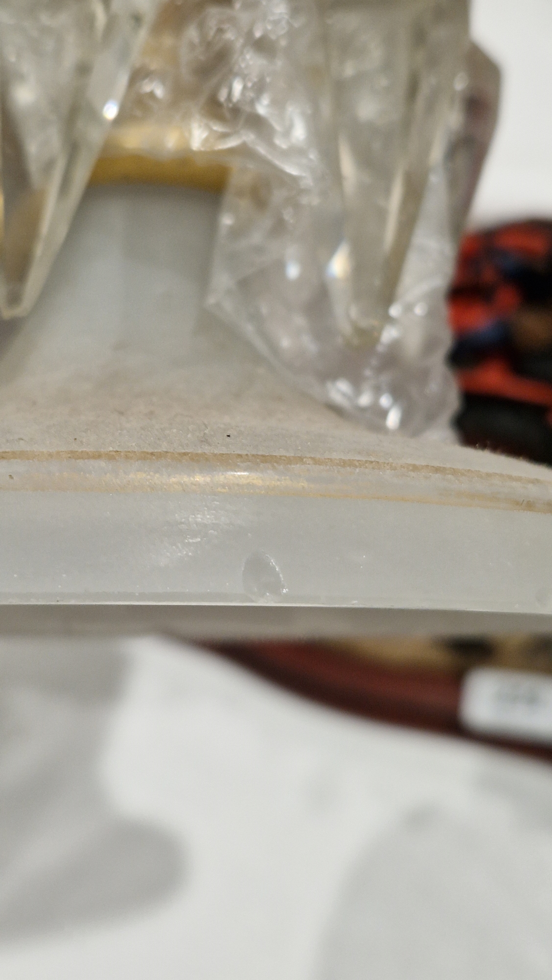 Two Victorian frosted opaque and gilt glass lustres, suspending pendant drops, four clear glass - Image 6 of 23