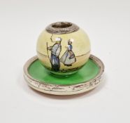 Royal Doulton silver-mounted match striker, of globular form, the silver rims hallmarked Birmingham,