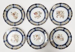 Six Limoges (Haviland) cabinet plates, late 19th century, printed green C.F.H./G.D.M., printed,