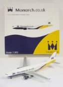 Monarch Airlines 1:200 scale diecast model aircraft A300-600R,  boxed