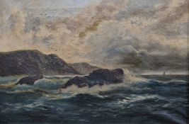 Frank Walters (20th century) Two oil on canvas Rough Seas, one indistinctly signed F Walters lower