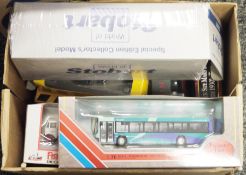 Collection of boxed and carded diecast and plastic vehicles including Atlas Edition World of Stobart