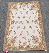 Cream Aubusson style floral ground rug with roses in cream, green, pink  Property of Dunkirk