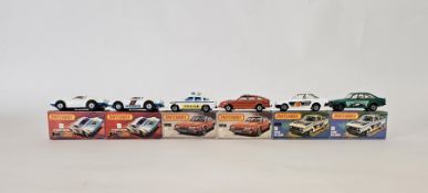 Six boxed Matchbox Superfast 75 series diecast model cars to include No.8 Rover 3500 (police car),