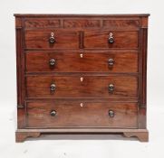 19th century mahogany and mahogany veneered chest of two short over three long graduated cockbead