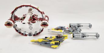 Three Lego Star Wars constructed lego sets to include No.7658 Y-wing Fighter, No.75191 Jedi