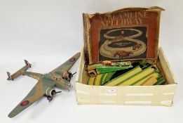 Louis Marx & Co. LTD. Streamline Speedway boxed set together with Handley Page Hampden RAF WWII