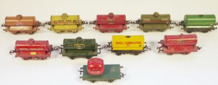 16 Hornby and other '0' gauge wagons to include lumber, brick and NE gunpowder van and nine Hornby