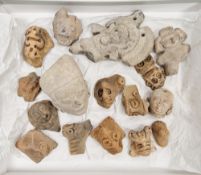 Collection of 17 pre-Colombian (circa 200 B.C to 500 A.D.) pottery items, mainly being fragments