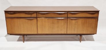 Mid-century retro teak sideboard by Elliots of Newbury, comprising three drawers and three
