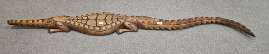 African carved hardwood model crocodile, 160 cm long