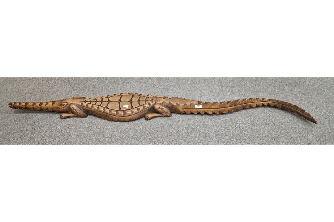 African carved hardwood model crocodile, 160 cm long