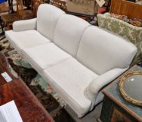 Large three-seater sofa originally retained by Sofa.com, upholstered in cream herringbone fabric and