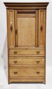 Victorian pale ash hall cupboard, the moulded pediment over a single door opening to two shelves and