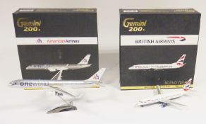 Two Gemini Jets - Gemini 200 1:200 scale die-cast aircraft models American Airlines Boeing 757-