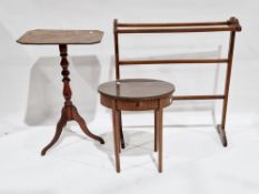 19th century mahogany pedestal side table raised on three splayed legs, 77cm high x 50cm wide x 35cm