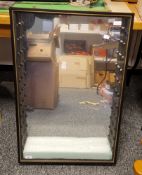 Wall hanging collector's display cabinet with mirrored back and eleven glass shelves, 84cm high x
