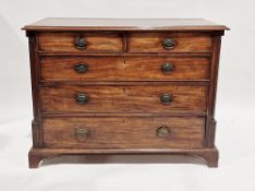19th century mahogany chest of two short over three long graduating cockbeaded drawers, the top with