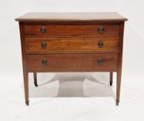 Edwardian mahogany satinwood and ebony string inlaid chest of three long graduating drawers with
