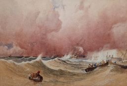 Probably John Frederick Tayler (1802-1889) Watercolour 'Portsmouth Harbour During the Great Gale