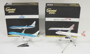 Two Gemini Jets - Gemini 200 1:200 scale die-cast aircraft model KLM Royal Dutch Airlines Boeing