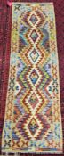 Chobi kilim hand knotted woollen runner, 200cm x 61cm