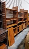 Mid-century retro Staples Ladderax modular shelving unit comprising three sections holding an