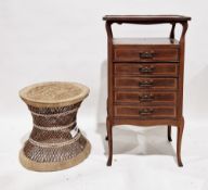 LOT WITHDRAWN Edwardian mahogany inlaid music cabinet of serpentine form, comprising a shelf and