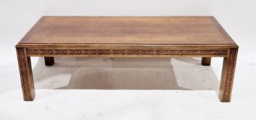 Mahogany coffee table in the George III manner, the rectangular top with moulded edge over a blind