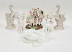 19th century French porcelain figure group with the Mockery of Age, on a grassy quatrefoil base,