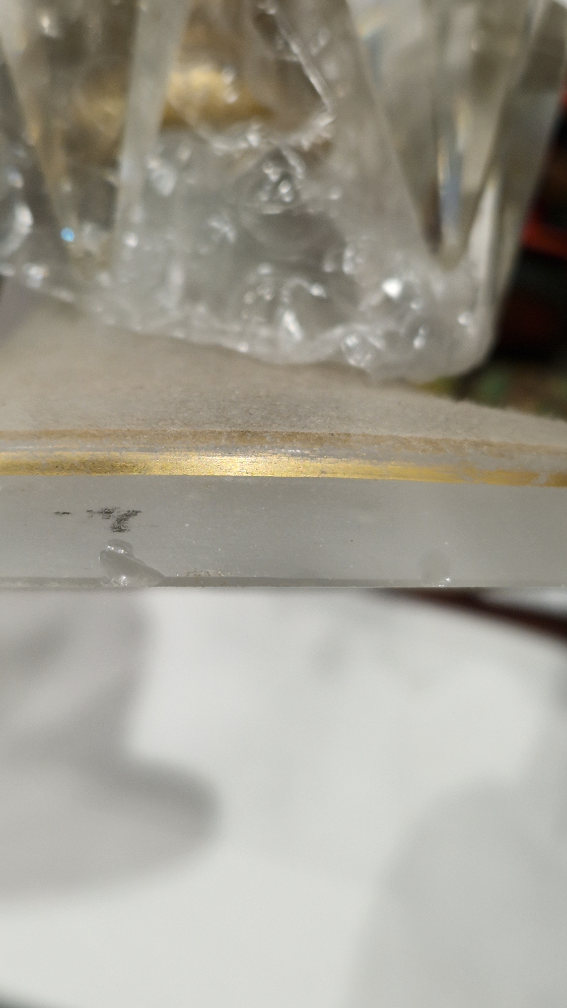 Two Victorian frosted opaque and gilt glass lustres, suspending pendant drops, four clear glass - Image 7 of 23