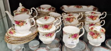 Royal Albert 'Old Country Roses' pattern dinner service, mainly for six, to include teacups and