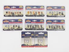 Six Bachmann Branch-line model railway OO gauge figure sets including 2 x station staff 36-43, 2 x