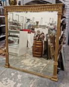 Large 19th century gilt framed rectangular overmantel mirror, the frame with moulded decoration