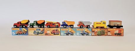 Seven boxed Matchbox Superfast 75 series diecast model cars to include No.19 Cement Truck, No.19