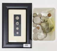 Victorian set of Maundy coins dated 1901, being a 1D coin to a 4D coin, mounted, framed and