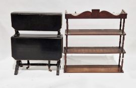 Late Victorian ebonised two-tier sutherland table, 74cm high x 58cm wide and a mahogany hanging