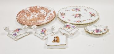 Group of Royal Crown Derby 'Derby Posies' pattern dressing table set, including a pair of twin