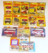 12 Matchbox carded diecast vehicles including 2x London Holiday Sweepstakes including No.14 Rallye