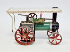 Mamod live steam TE1A steam tractor, green livery with red wheel spokes, 26cm long
