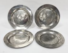 Set of four George III plain rim pewter plates by Thomas & Townsend Compton, London (fl.1802-