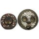 Tribal shield wooden face mask with shell and bead inlay, possibly Congo Baluba, 31cm diameter - Image 1 of 2