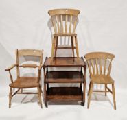 Collection of five items of furniture including a 19th century elm and beech lathback elbow chair,