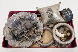Indian silver-coloured metal jewellery and decorative objects to include enamelled bangle