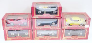 Seven Mira ' Golden Line collection ' boxed diecast cars, 1:18 scale including Ferrari 512 TR,