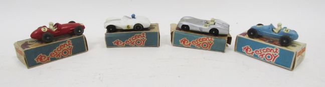 Four boxed Crescent Toys diecast racing cars including no. 1289 Gordini 2 1/2 litre Grand Prix
