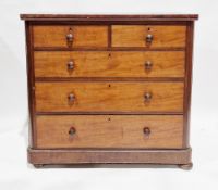 Victorian mahogany chest of two short over three long graduating drawers, the top with rounded